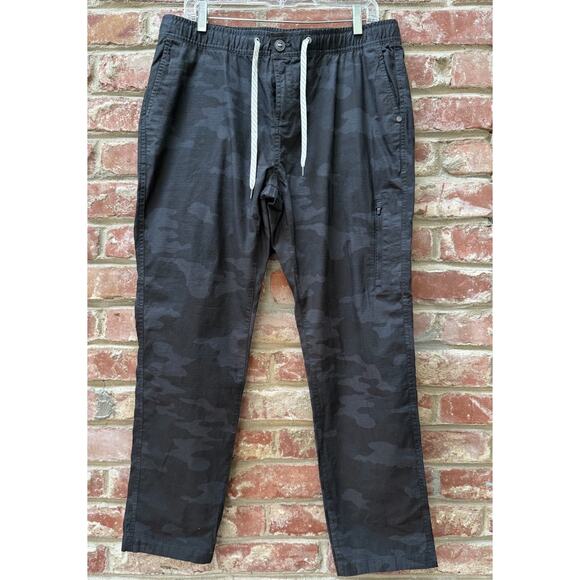 Vuori Pants Ripstop Organic Cotton Stretch Pockets Gray Charcoal Camo XL - Picture 9 of 9